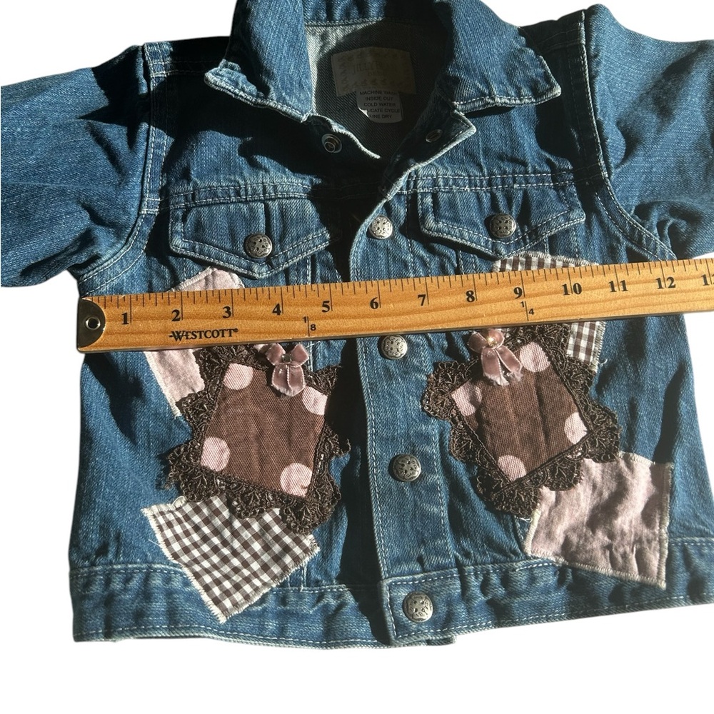 OSHKOSH jillybean Bebe baby girl blue denim patchwork jacket size 18 months - Picture 8 of 13